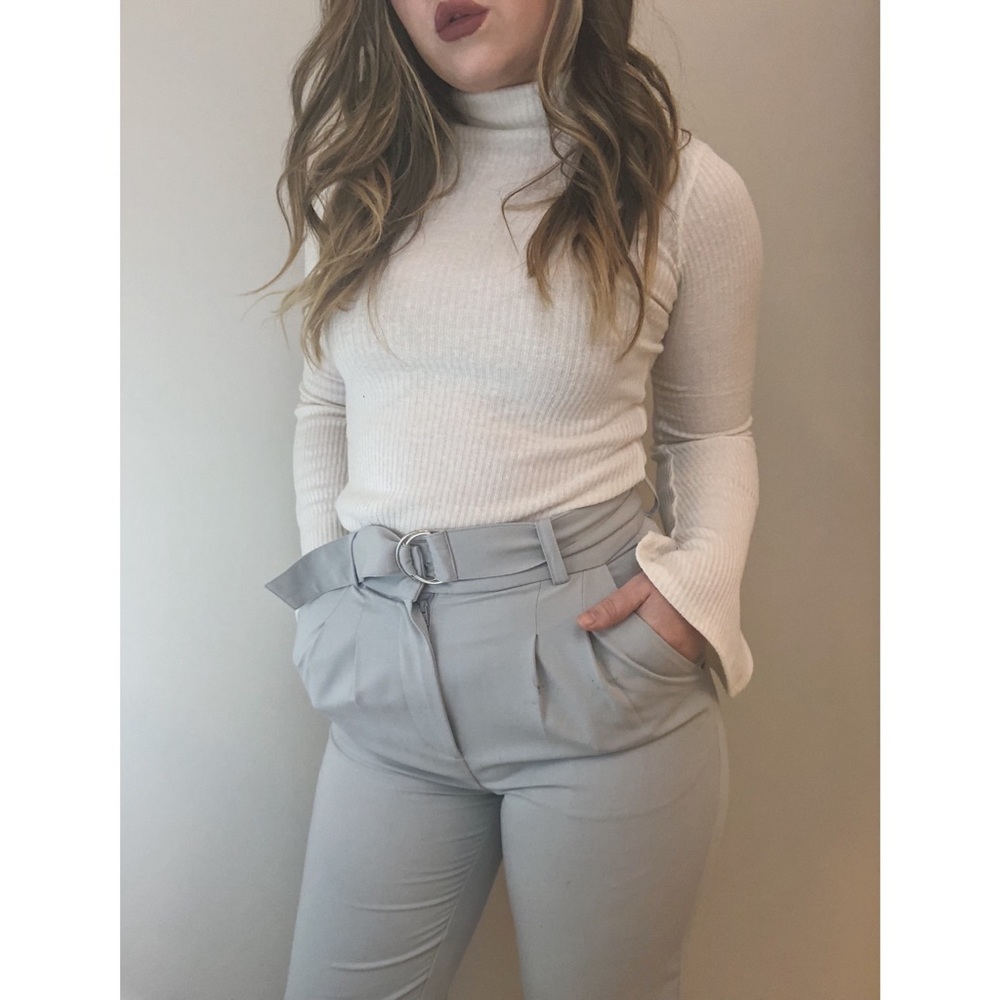 Light Blue High Waisted Slacks with Belt